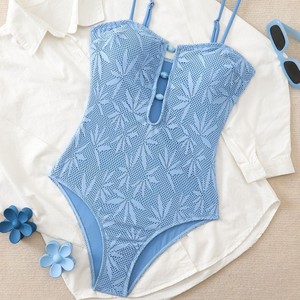 Q1880-2026 Maillot <span class=keywords><strong>de</strong></span> <span class=keywords><strong>bain</strong></span> une pièce pour femme en mousseline <span class=keywords><strong>de</strong></span> soie, imprimé bohème, ajouré et dos nu, style bikini, été - Product Image 4