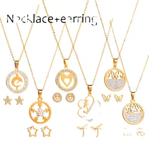 Custom Heart Gold Women Stainless Steel Fine Cross Personalised Butterfly Fashion Jewelry Zircon Cross Necklace Mom Necklaces