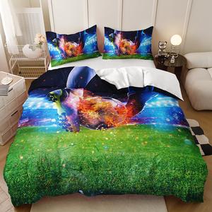 Ensemble de housse de <span class=keywords><strong>couette</strong></span> en tissu microfibre moderne, imprimé en 3D, football mondial, 3 pièces, textile de maison, vente en gros - Product Image 5