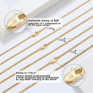 공장 도매 고품질 925 실버 다이아몬드 커팅 로프 체인 남녀공용 골드 로듐 도금 - Product Image 6