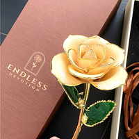 H0662 Rose dorée plaquée or 24 carats, rose préservée, véritable artisanat, cadeau de la Saint-Valentin, rose plaquée or 24 carats