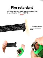 Gaine tressée extensible en PET pour câbles, diamètre intérieur 10 mm, protection de faisceau de câbles 600 V, gaine tressée flexible en PET