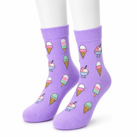 Chaussettes mi-mollet personnalisées respirantes à thème dessert avec logo sublimé pour coffrets cadeaux