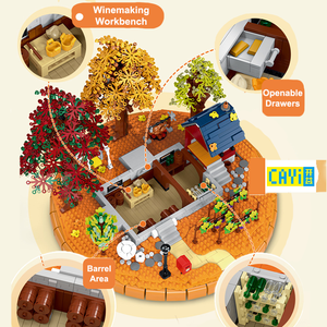 Hot bán mùa thu nhà máy rượu moc khối xây dựng Bộ cabin lắp ráp hạt nhà khối & mô hình xây dựng đồ chơi Quà tặng cho trẻ em - Product Image 4
