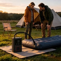 Gonfleur de pneus sans fil 150 PSI, compresseur d'air portable avec arrêt automatique, manomètre numérique et lumière LED 3 modes pour voiture