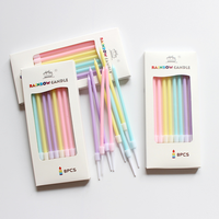 Bougies d'anniversaire artisanales en cire de paraffine, personnalisées, en forme de crayon, arc-en-ciel, pour la décoration de gâteaux et de fêtes
