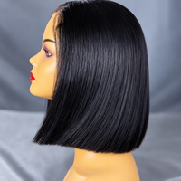 Perruque Bob Lace 4x4 en Cheveux Naturels Bruts SDD Super Double Drawn, Densité 250%, Raie Centrale, Lisse, Pré-épilée, Sans Colle
