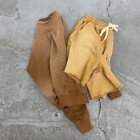 Ensemble survêtement homme streetwear imprimé personnalisé, sweat-shirt à col rond ample et lourd, lavage à l'acide, et short