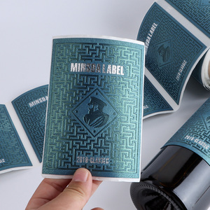 Cá nhân hoá tùy chỉnh kết cấu PU PVC dập nổi bạc vàng lá trắng đen da rượu vang không thấm nước nhãn dán nhãn cho chai rượu vang - Product Image 3