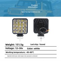 Projecteur de travail LED carré en aluminium du fabricant d'origine, éclairage de toit modifié, projecteur tout-terrain, lumière extérieure lumineuse et étanche