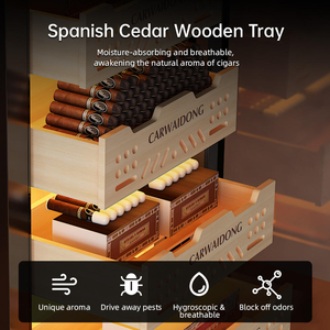 Humidor Eléctrico para Cigarros, Integrado, para el Hogar, con Control de Temperatura y Humedad Constantes, Funcionamiento Silencioso, Doble Puerta - Product Image 4