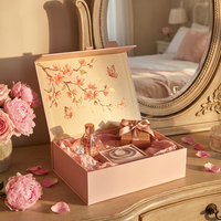 Boîte magnétique rigide en carton recyclable avec logo personnalisé, emballage de luxe pour cosmétiques et maquillage, boîte cadeau avec couvercle magnétique, éponge, laminage mat