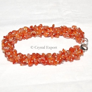 <b>Red</b> Carnelian Hand Made Chips <b>Bracelets</b> : Top Exporter Chips <b>Bracelets</b> - Product Image 1