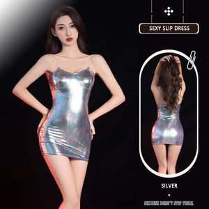 Sexy pigiama da donna tracolla trasparente in pelle verniciata aderente attillato abito da notte 6442 - Product Image 2