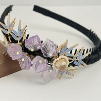 Chouchous en soie de luxe pour femmes et bandeau couronne de fleurs avec perles et cristaux – Accessoires de mode pour fêtes