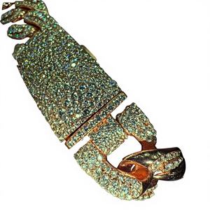 Chaîne cubaine entièrement pavée de pierres, plaqué or rose 14K, style Hip Hop de luxe, unisexe, vente en gros, logo personnalisé en usine, certifié IGI - Product Image 1