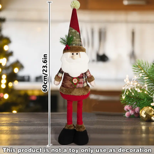 Merry Christmas Ornaments <b>Xmas</b> Gift Santa Claus Snowman <b>Tree</b> Toy Doll Vintage Snowflake Plaid Retractable Figure Doll Decor - Product Image 6