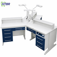 Système d'extraction de poussière pour poste de travail 3 personnes AX-YT1 avec lampe LED, table de technicien dentaire, poste de travail de laboratoire dentaire
