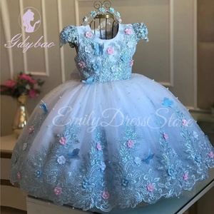 Vestido <span class=keywords><strong>de</strong></span> Lujo para Niña <span class=keywords><strong>de</strong></span> las Flores, con Apliques 3D, Voluminoso, <span class=keywords><strong>de</strong></span> Varias Capas, Largo hasta el Suelo, para Boda, Cumpleaños, Navidad, Primera Comunión, Fiestas - Product Image 1