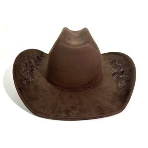 Nouveauté Chapeau de <span class=keywords><strong>cowboy</strong></span> en daim unisexe à large bord avec broderie florale complexe pour les affaires, les festivals et les voyages - Product Image 3