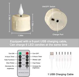 2024 candele morbide luci da tè a fiamma 3D con Timer remoto senza fiamma luci da tè a LED 6 pz/set USB ricaricabili candele LED - Product Image 3