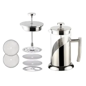 Cafetière française 304 qualité, en acier inoxydable et verre Borosilicate, pression française