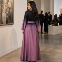 Robe modeste à manches évasées avec design dégradé de couleur et détails métalliques pour femmes musulmanes, occasions de fête et de festival, abaya en polyester ODM
