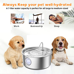 Fontaine à eau pour animaux de compagnie en acier inoxydable 7L Distributeur d'eau automatique pour chiens et chats - Product Image 2
