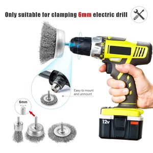 Kit de brosses métalliques pour perceuse, 9 pièces, avec tiges de 1/4 po, revêtement laiton, 50-100 mm, pour décapage de rouille - Product Image 3