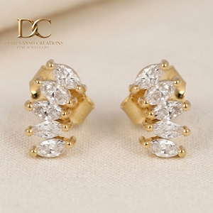 Pendientes de Diamantes Cultivados en Laboratorio con Certificación IGI, Oro Sólido de 14 Quilates, Corte Brillante Marquise, Joyería Personalizada para Mujer - Product Image 6