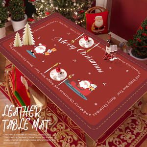 <b>Christmas</b> Leather Table <b>Mat</b> 30x60 Cm Waterproof PVC Rectangle Placemat Festival Pattern Home Decor For Holiday Dinner - Product Image 1