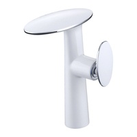 Mitigeur de lavabo de luxe eau chaude et froide, finition or blanc, en laiton, monotrou pour salle de bain