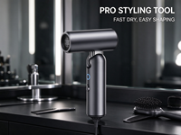 Sèche-cheveux pliable haute vitesse 110000 tr/min, moteur sans balais 1300 W, ionique, avec buse concentratrice, idéal pour le voyage et le salon