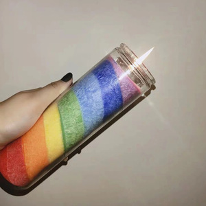 7-tägige hand gegossene Kirchen gebets kerzen in Glasglas Soja Bienenwachs Paraffin für Feiertage-Weihnachten Halloween Diwali - Product Image 3