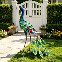Statue de paon décorative en fer forgé pour jardin, pelouse et aménagement paysager