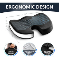 Coussins et oreillers de siège en gel amélioré, antidérapants, orthopédiques, en gel et mousse à mémoire de forme pour le coccyx, pour soulager les douleurs du coccyx, pour chaise de bureau et siège de voiture