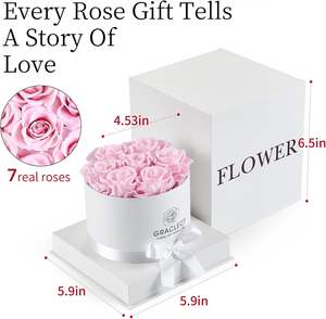 AYOYO Scatola di Rose Stabilizzate, <span class=keywords><strong>Regalo</strong></span> Eterno Immortale <span class=keywords><strong>per</strong></span> Compleanno, <span class=keywords><strong>per</strong></span> <span class=keywords><strong>Lei</strong></span> o Mamma, Rosa Rosa Fatta a Mano, Lunga Durata 3-5 Anni, Consegna Inclusa - Product Image 4