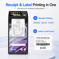 Terminal de point de vente à double écran Z108 avec imprimante de reçus et d'étiquettes, lecteur NFC, Android 14, caisse enregistreuse, prise en charge du SDK
