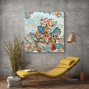 공장 도매 다채로운 새와 꽃 나무 프레임 장식 캔버스 그림 벽 예술