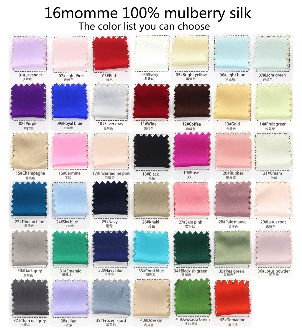 Couleur de tissu en soie de 16mm en stock