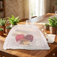 Couverture alimentaire pliable en filet, protection portable pour table de pique-nique, impression de logo personnalisée, tissu plastique blanc
