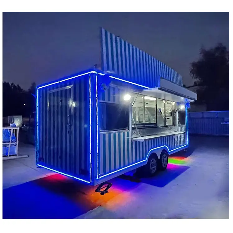 Commercial Vantage Street Mobile Square Hot Dog Fast Food Trailer Food Truck Fully Equipped With Full Kitchen