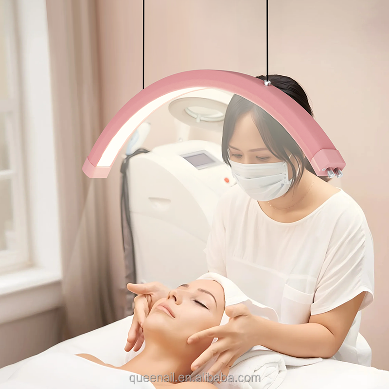 28-Inch Bi-Color Arc LED Lash Light UV Lamp for Massage Tables Beauty Beds Ceiling Mounted Half Moon Lash Lamp Eyelashes