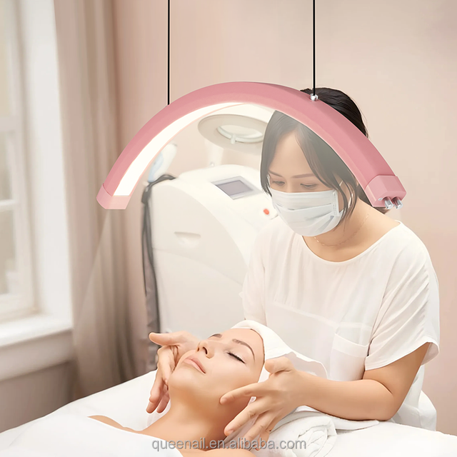 28-Inch Bi-Color Arc LED Lash Light UV Lamp for Massage Tables Beauty Beds Ceiling Mounted Half Moon Lash Lamp Eyelashes