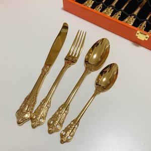 Hot Selling 24 Pcs Royal Gift <b>Gold</b> <b>Cutlery</b> Sets Luxury High Quality Metal Flatware Stainless Steel with case - Product Image 4