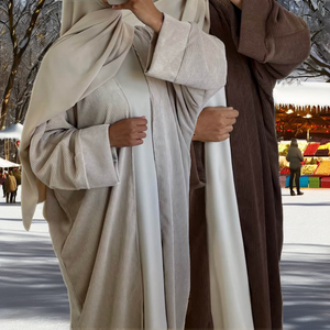 ชุดสวดมนต์ผ้าลูกฟูกแบบเปิดด้านหน้าไซส์ใหญ่พิเศษเสื้อผ้าอิสลามมุสลิมเสื้อผ้าอิสลามมีโครงยางสำหรับฤดูหนาว - Product Image 2