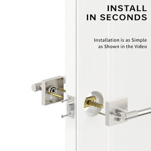 Serrure à trois barres moletée de style américain, best-seller transfrontalier, pour portes de chambre et de salle de bain - compatible avec les portes à serrure de passage - Product Image 4