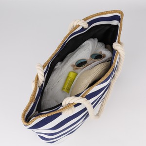 Canvas Tote Bag Striped Color Blocking Large Capacity Shoulder Bag Everyday Outfits Spring 2024 - Product Image 2