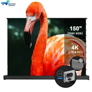 72-150inch WUPRO 0.9gain soft matte grey quality fabric for 4K UST Electric alr screen motorized floor rising projector screen