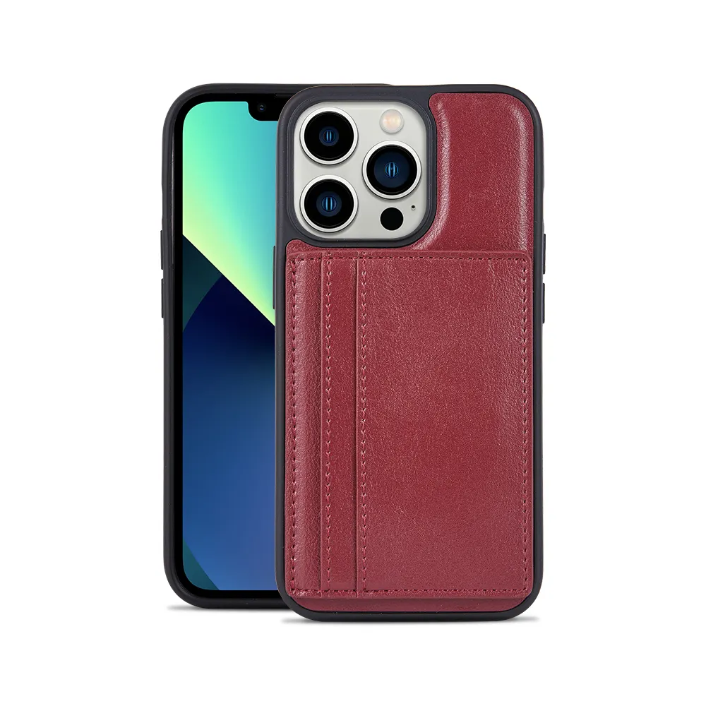 Saffiano Genius Blank Premium PU Leather Wallet Phone Case with Card Holder Kickstand Feature For iPhone 13 Pro Max